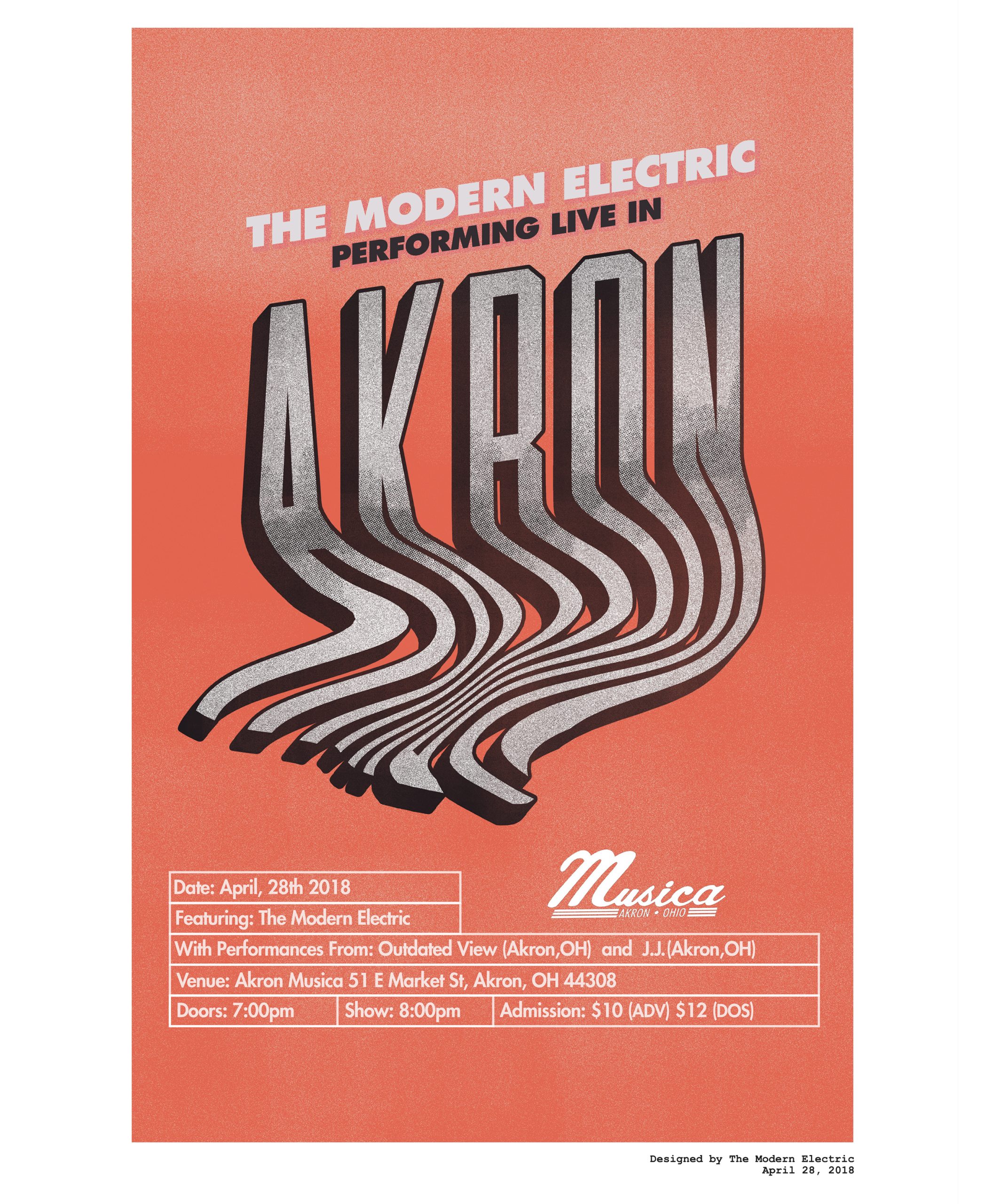 POSTER 4.28.18 Musica Akron, OH The Modern Electric